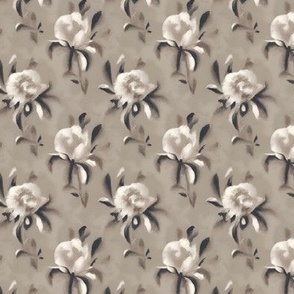 Oil Painted Ivory Roses on Color-Washed Khaki