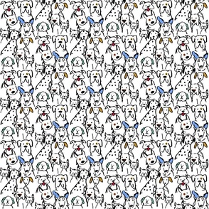 Color Pop Doodle Dogs 3 inch x 6 inch scale repeat Black Outline