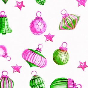 Vintage Pink And Green Ornaments