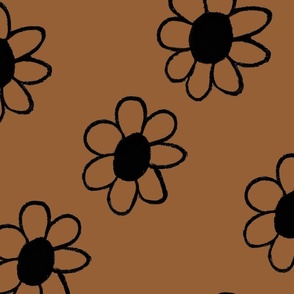 Early spring - Black Daisies in terracotta L