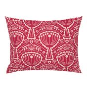 Filigree Mid Century Modern (MCM) Scandi Scalloped Flowers // Pantone Viva Magenta and Pale Dogwood // V2 // 222 DPI