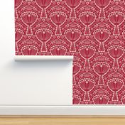 Filigree Mid Century Modern (MCM) Scandi Scalloped Flowers // Pantone Viva Magenta and Pale Dogwood // V2 // 222 DPI