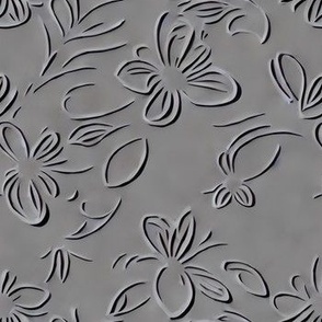 Small flowers embossed in grey