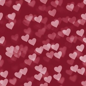 Bokeh Hearts in Burgundy and Pink