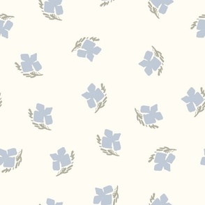 Sweet Blue Floral On Cream.