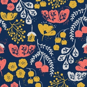 Daydream Garden {Coral/Navy} large