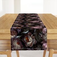 Baroque burgundy bold moody floral flower garden with english roses, bold peonies, lush antiqued flemish flowers