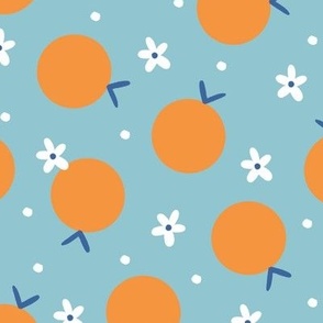 blue oranges on blue