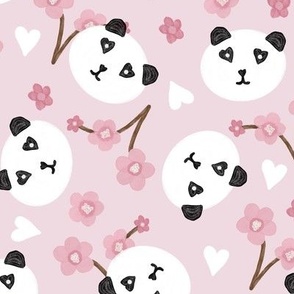 Pandas and Hearts on Pink