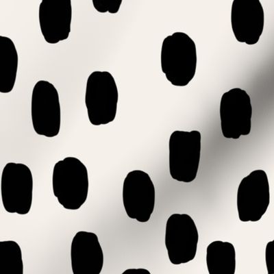 Large / Scattered Polka Dots in Black on Bone