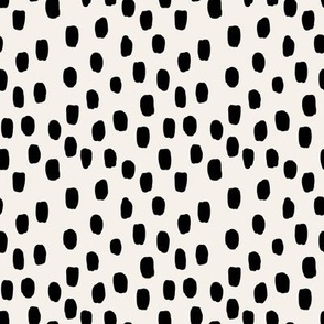 Small / Scattered Polka Dots in Black on Bone