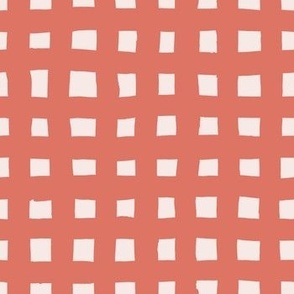 coral gingham on blush pink