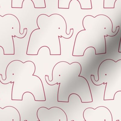 Elephant Parade / small scale / viva magenta pastel pink cute animal pattern with minimal elephant