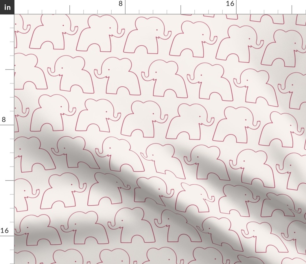 Elephant Parade / small scale / viva magenta pastel pink cute animal pattern with minimal elephant