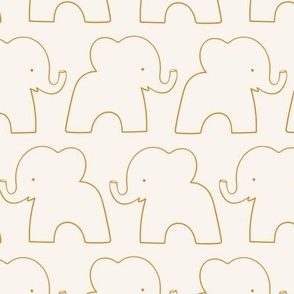 Elephant Parade / small scale / yellow beige cute animal pattern with minimal elephant