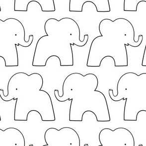Elephant Parade / small scale /black and white cute animal pattern with minimal elephant