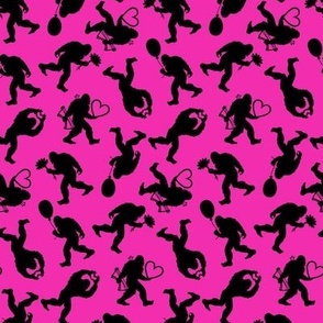 Bigfoot Silhouette on Hot Pink with Valentine Poses