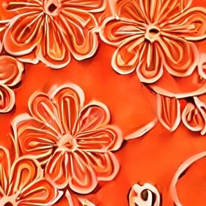 Floral embossed in orange