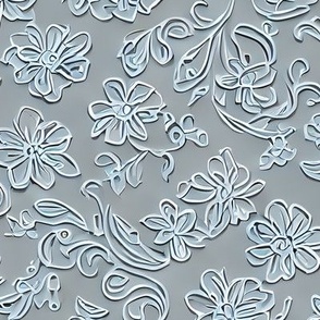 great walls in grey blue aqua emboss florals