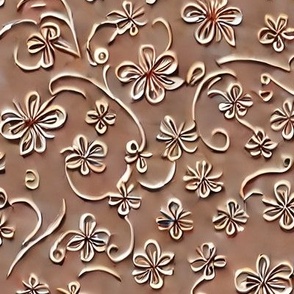 brown relief florals