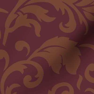 Classical victorian ornament wallpaper bordeaux cognac