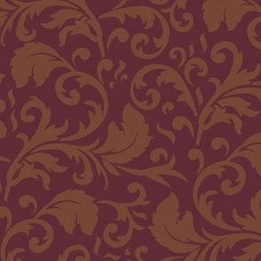 Classical victorian ornament wallpaper bordeaux cognac