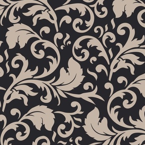 Classical victorian ornament wallpaper black beige