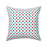 red and turquoise polka dots