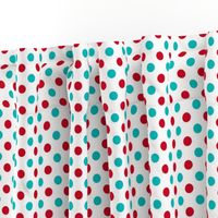 red and turquoise polka dots
