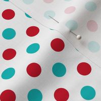 red and turquoise polka dots