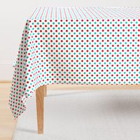 red and turquoise polka dots