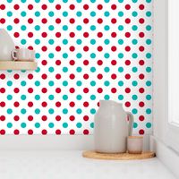 red and turquoise polka dots