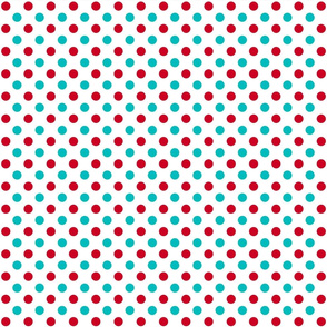 red and turquoise polka dots