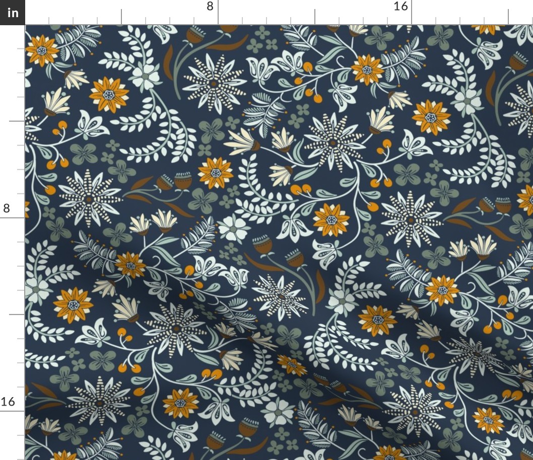 Dalarna Floral Navy and Calico Medium 