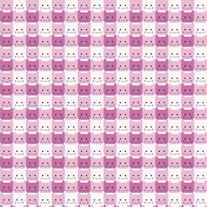 extra small// Checkers Kawaii Cats Pink Gingham