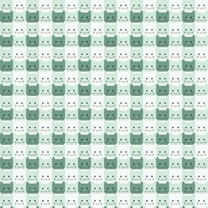 extra small// Checkers Kawaii Cats Green Gingham