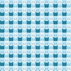 extra small// Checkers Kawaii Cats Blue Gingham