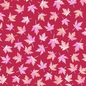 Maple Leaves Hot Pink and Peach on Viva Magenta