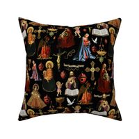  Gothic Vintage Christmas  Savior of the world- Jesus Christ- With Heart, Dove Cross,Bible, Mary Praying Angel - hand painted black grunge 