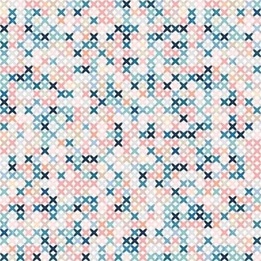 Abstract Cross Stitch - pinks and blues