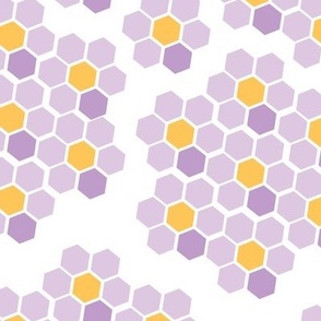 (M Scale) Honeycomb Scattered White, Purple and Yellow