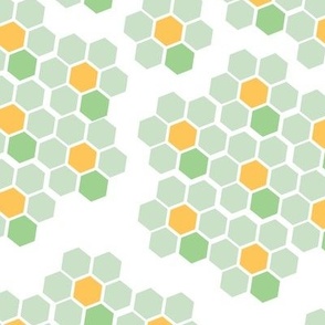 (M Scale) Honeycomb Scattered White, Green and Yellow