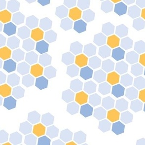 (M Scale) Honeycomb Scattered White, Blue and Yellow