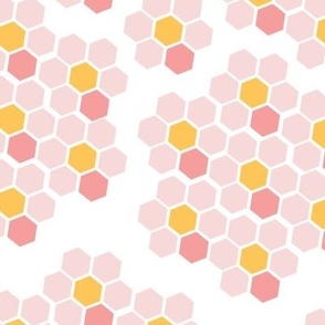 (M Scale) Honeycomb Scattered White, Pink and Yellow