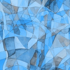 Watercolor Boho Shifted Shapes Light Blue