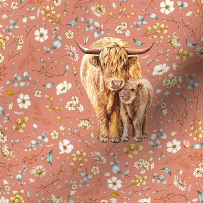 9" patch rustic botanicals highland cow on copper - without crown