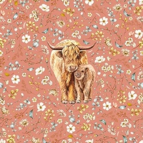 9" patch rustic botanicals highland cow on copper - without crown