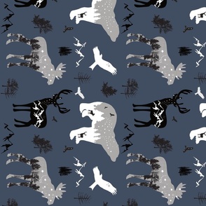 bear adventure on navy background - rotated