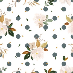 magnolia scattered with eucalyptus dots