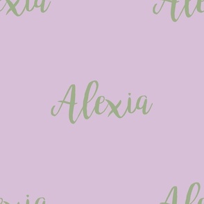 7" sage green on lilac purple custom personalized name